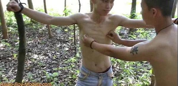  Cute Asian Boy Bound In The Wood